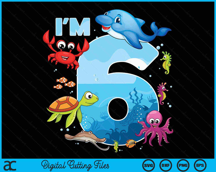 6 Year Old Birthday Whale Fish Sea Bday Boys And Girls SVG PNG Digital Printable Files