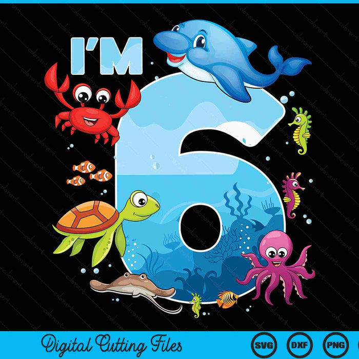 6 Year Old Birthday Whale Fish Sea Bday Boys And Girls SVG PNG Digital Printable Files