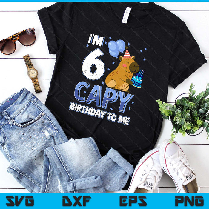 6 Years Capy Birthday To Me Boys 6th Birthday Capybara SVG PNG Digital Printable Files