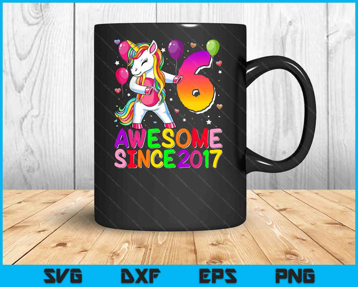 6 jaar oude Unicorn flossen 6e verjaardag meisje Unicorn partij SVG PNG digitale snijbestanden