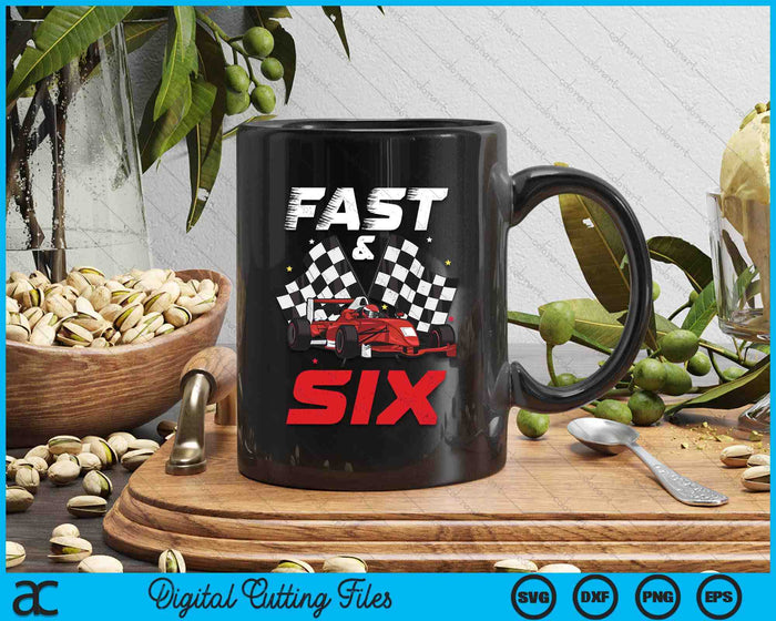 6th Birthday Boy Race Car Racing 6 Year Old Bday SVG PNG Digital Printable Files