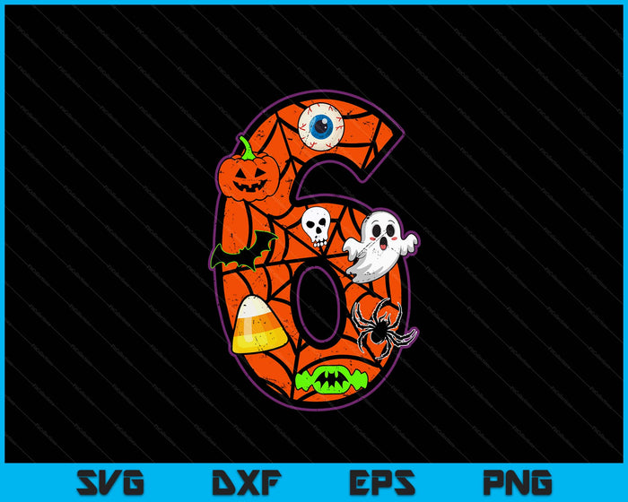 6th Birthday Halloween 6 Year Old Ghost Costume Boo Funny SVG PNG Digital Printable Files