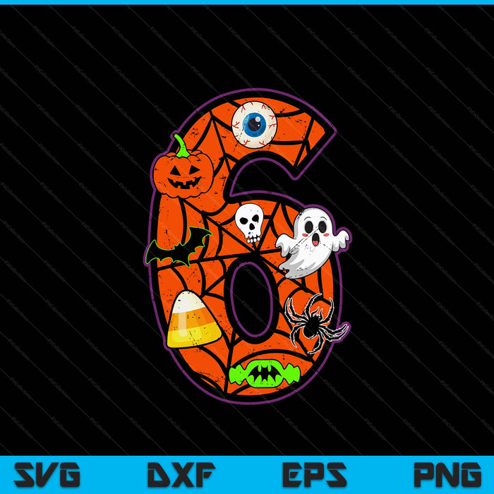 6th Birthday Halloween 6 Year Old Ghost Costume Boo Funny SVG PNG Digital Printable Files
