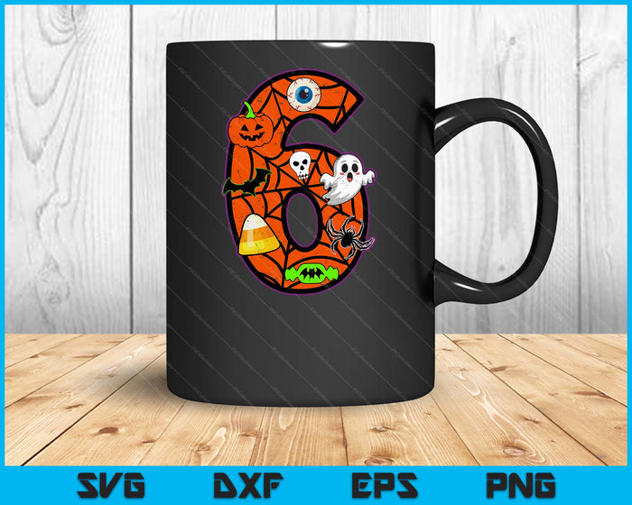 6th Birthday Halloween 6 Year Old Ghost Costume Boo Funny SVG PNG Digital Printable Files