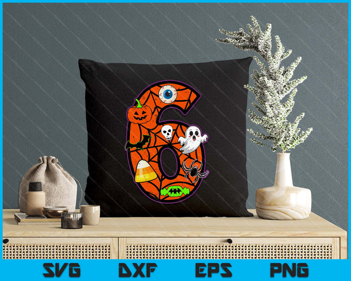6th Birthday Halloween 6 Year Old Ghost Costume Boo Funny SVG PNG Digital Printable Files
