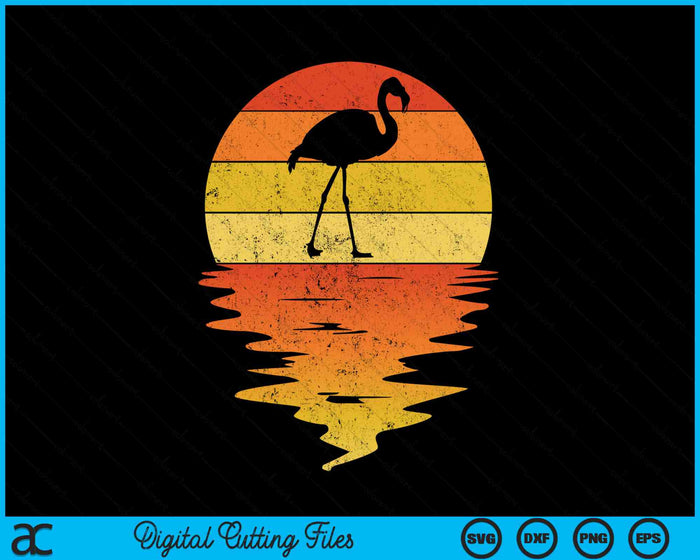 Jaren '70 Vintage Retro Zonsondergang Flamingo SVG PNG digitale afdrukbare bestanden