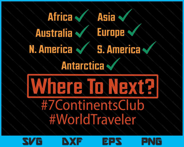 7 continenten wereldreiziger voor reisliefhebbers SVG PNG digitale snijbestanden