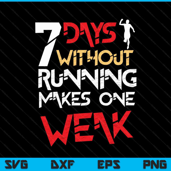 7 Days Without Running Makes One Weak SVG PNG Digital Cutting Files
