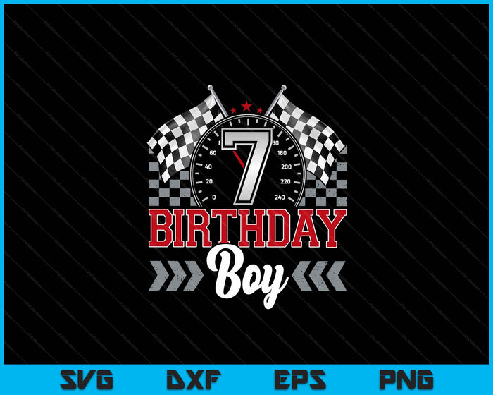 7 Seven Year Old Race Car 7th Birthday Boy 7yr Racing Pit Crew SVG PNG Digital Printable Files