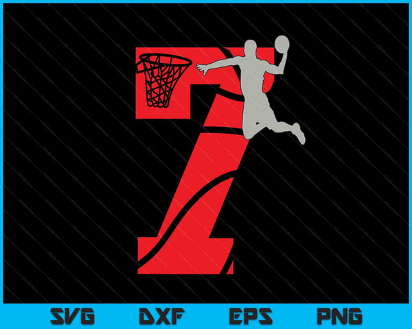 7 años 7o baloncesto fiesta de cumpleaños tema SVG PNG archivos de corte digital
