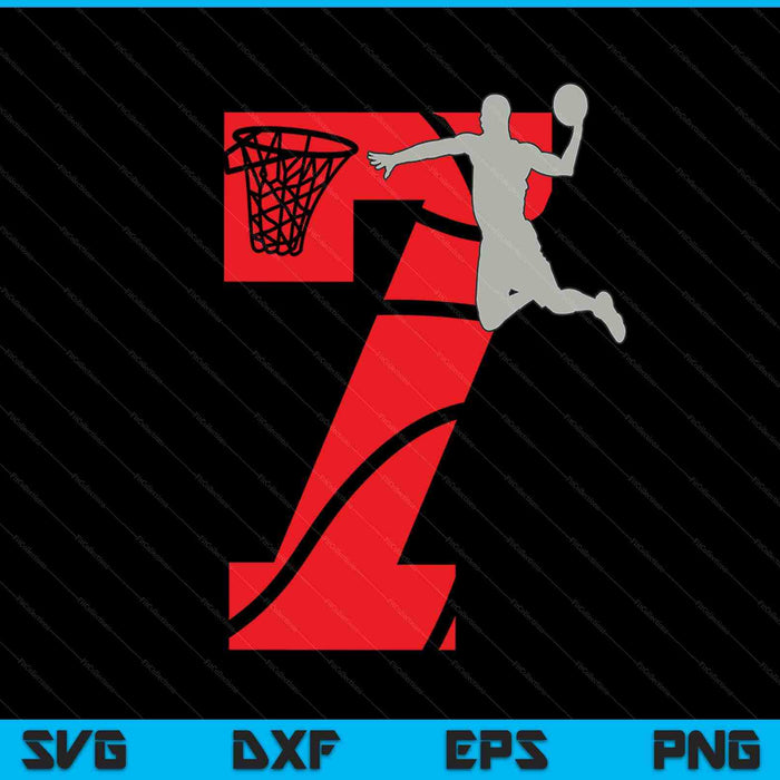 7 años 7o baloncesto fiesta de cumpleaños tema SVG PNG archivos de corte digital