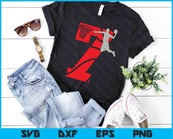 7 Year Old 7th Basketball Birthday Party Theme SVG PNG Digital Cutting Files - on a t-shirt