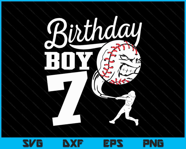 7 años de edad regalo de cumpleaños fiesta de béisbol SVG PNG archivos de corte digital