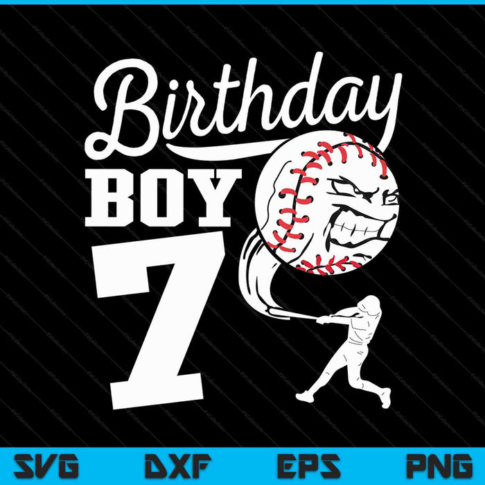 7 años de edad regalo de cumpleaños fiesta de béisbol SVG PNG archivos de corte digital