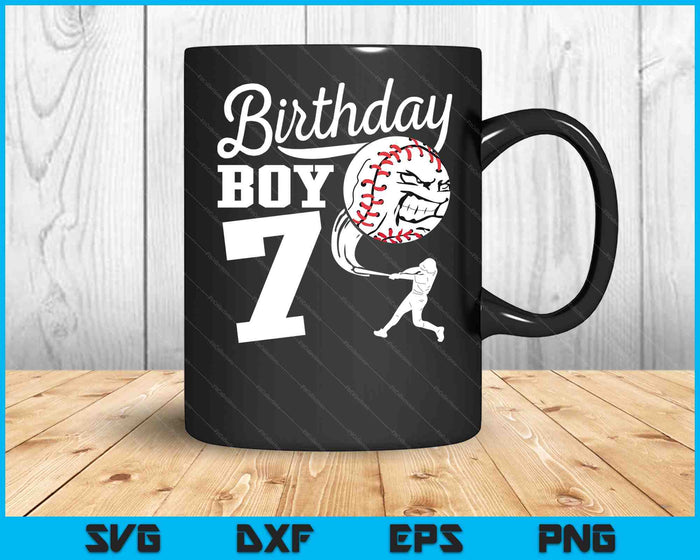 7 años de edad regalo de cumpleaños fiesta de béisbol SVG PNG archivos de corte digital