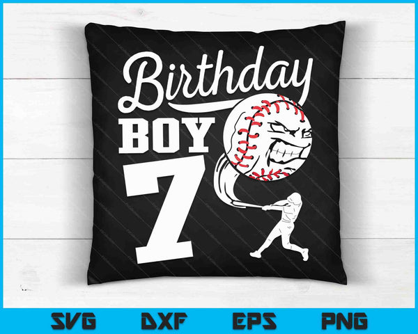 7 años de edad regalo de cumpleaños fiesta de béisbol SVG PNG archivos de corte digital