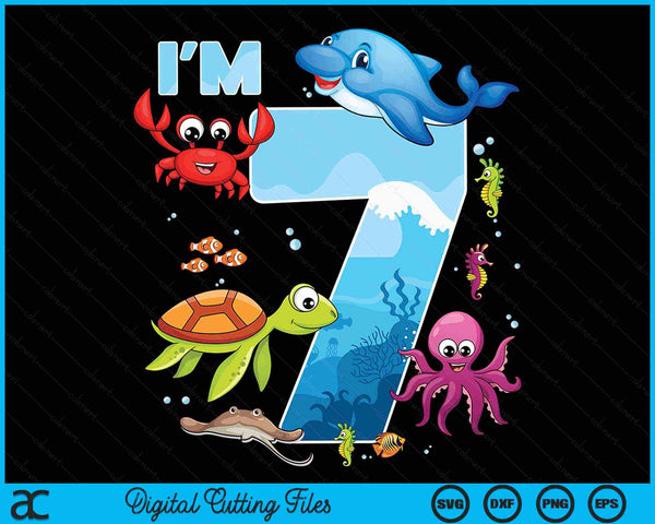 7 Year Old Birthday Whale Fish Sea Bday Boys And Girls  SVG PNG Digital Printable Files
