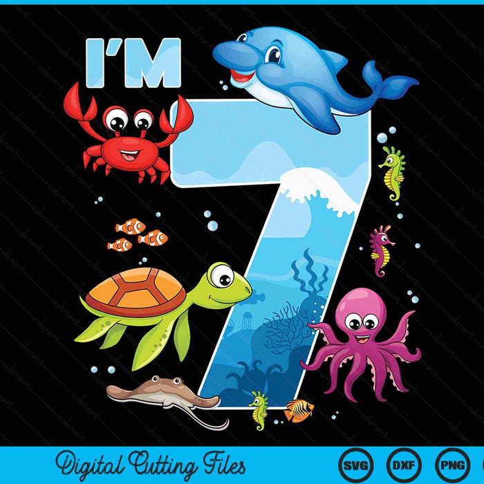 7 Year Old Birthday Whale Fish Sea Bday Boys And Girls  SVG PNG Digital Printable Files