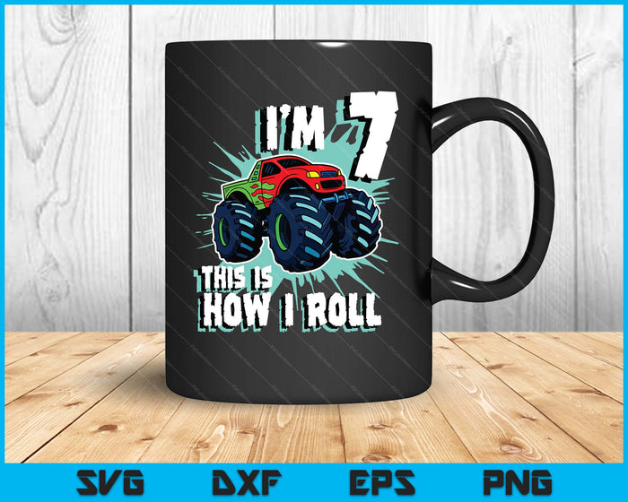 7 Year Old Boy Monster Truck Birthday Party 7th Boys SVG PNG Digital Printable Files