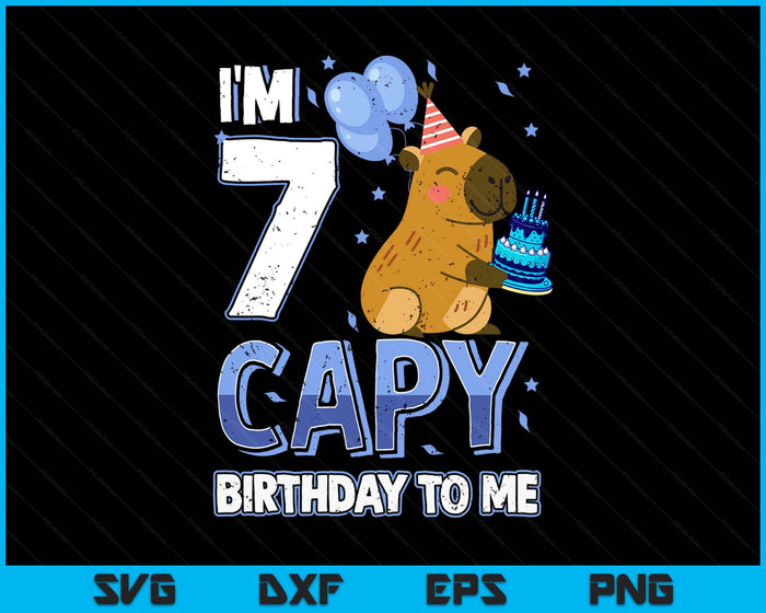 7 Years Capy Birthday To Me Boys 7th Birthday Capybara SVG PNG Digital Printable Files