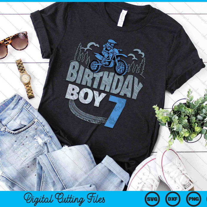 7th Birthday Boy Dirt Bike Motocross 7 Years Old Bday SVG PNG Digital Printable Files