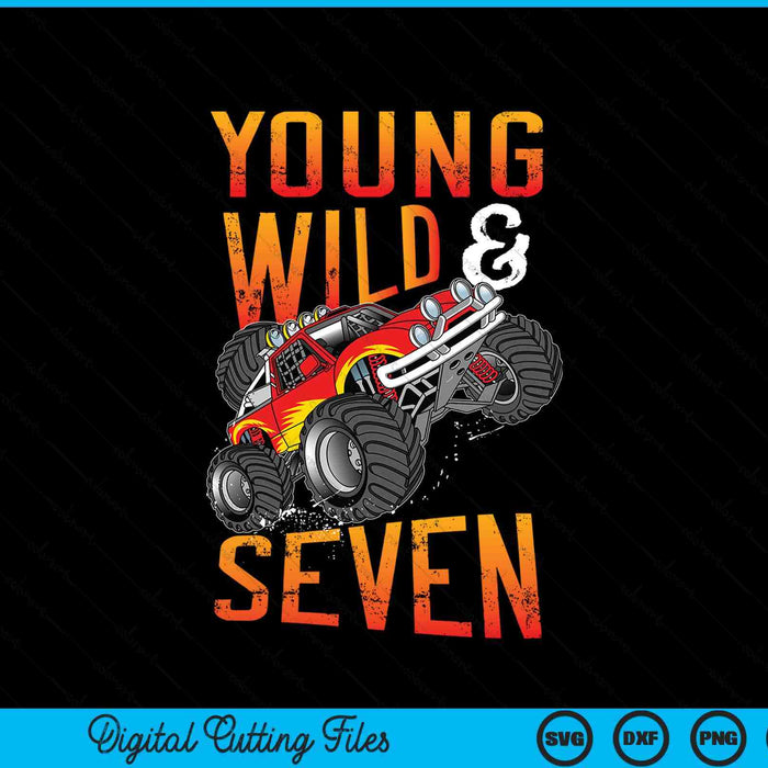 7th birthday boy monster truck rule JAM seven years SVG cut file