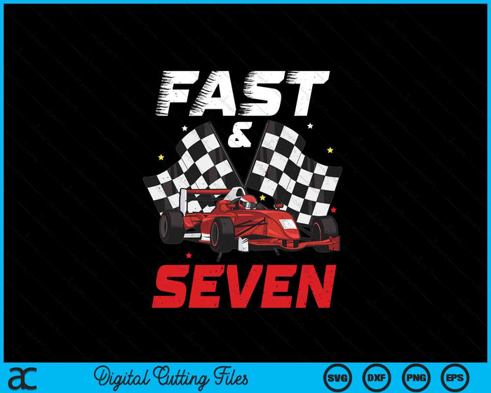 7th Birthday Boy Race Car Racing 7 Year Old Bday SVG PNG Digital Printable Files