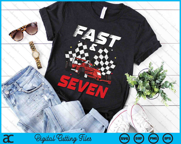 7th Birthday Boy Race Car Racing 7 Year Old Bday SVG PNG Digital Printable Files