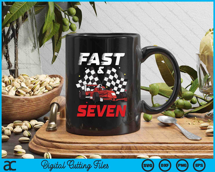 7th Birthday Boy Race Car Racing 7 Year Old Bday SVG PNG Digital Printable Files