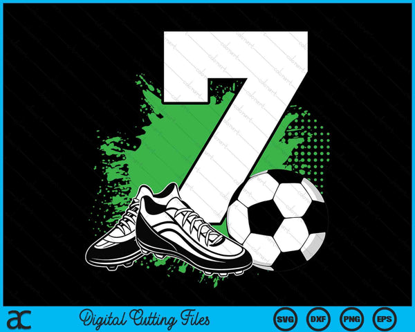 7th Birthday Boys 7 Years Soccer Football Player Birthday SVG PNG Digital Cutting Files