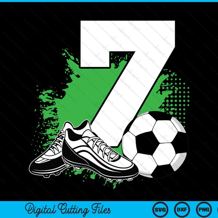 7th birthday boys 7 years soccer football player birthday SVG cut file