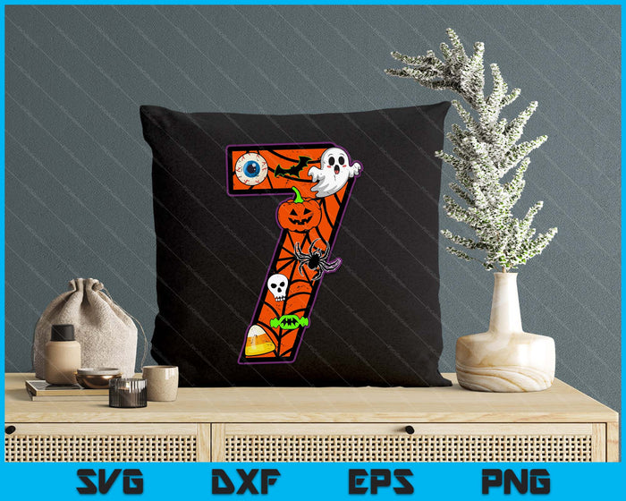 7th Birthday Halloween 7 Year Old Ghost Costume Boo Funny SVG PNG Digital Printable Files