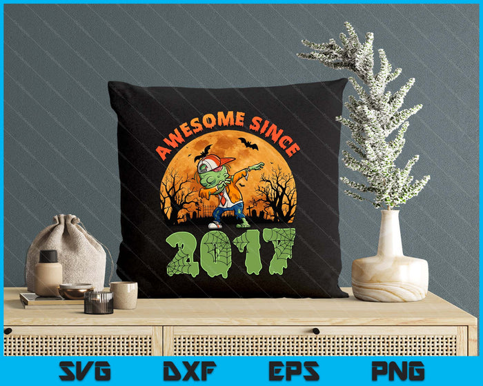 7th Birthday Halloween 7 Years Old Zombie Awesome Since 2017 SVG PNG Digital Cutting File