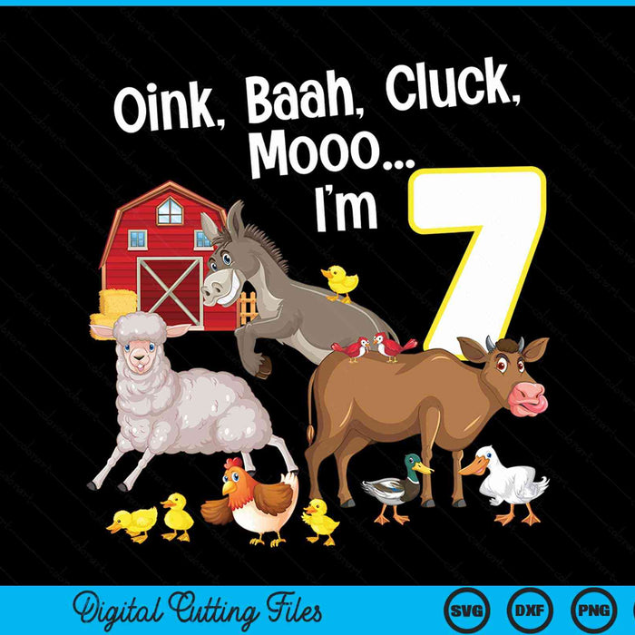 7th Birthday Seven Year Old Farm Birthday Party Animals SVG PNG Digital Cutting Files