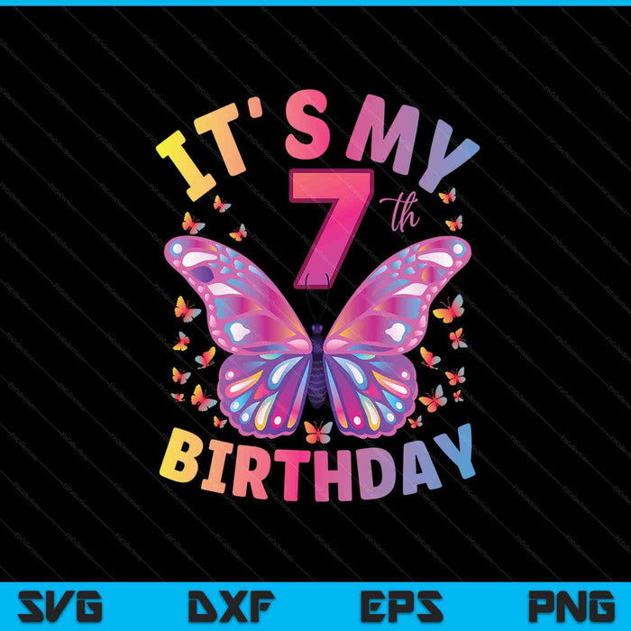 7th birthday for girls 7 year old butterfly SVG cut file