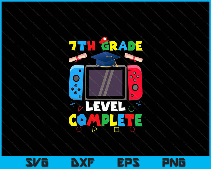 7th Grade Level Complete Graduation Class 2024 Boys Gamer SVG PNG Digital Cutting Files