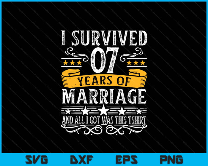 7th Wedding Anniversary Couples Husband Wife 7 Years SVG PNG Digital Printable Files