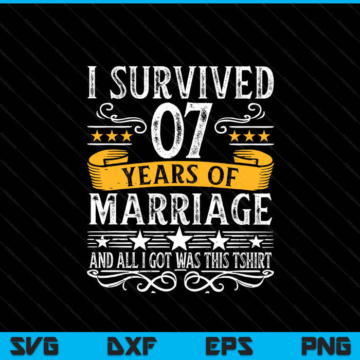 7th wedding anniversary couples husband wife 7 years SVG cut file