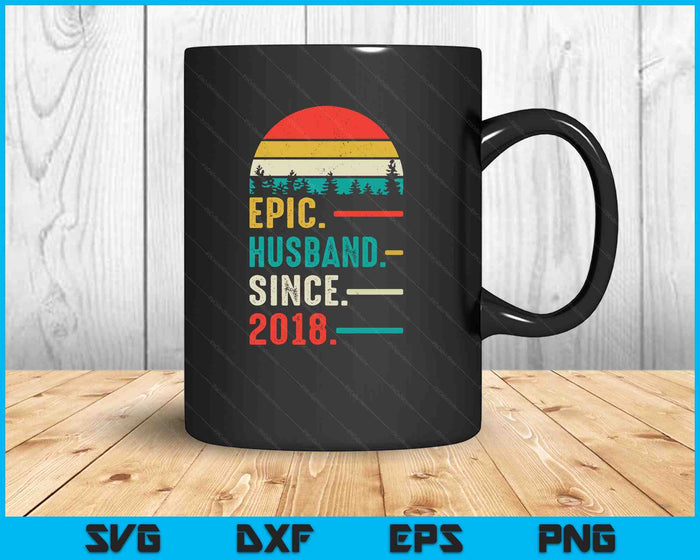 7th Wedding Anniversary For Him Epic Husband Since 2018 SVG PNG Digital Printable Files