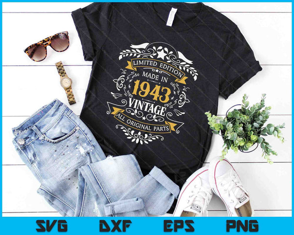 Awesome Since September 1943 Vintage 80Th Birthday Gifts Men 80Th Birthday  Funny Gifts Mens Back Print T-shirt | Mazezy