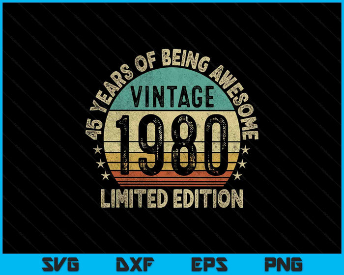 80 Years Old Gifts Vintage 1945 Funny 80th Birthday Retro SVG PNG Digital Printable Files