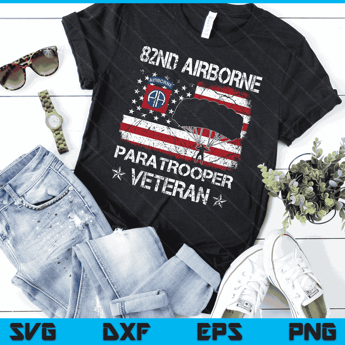 82nd Airborne Paratrooper Veteran Flag Veterans Day SVG PNG Digital Printable Files