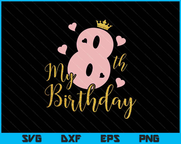 Eight My Birthday 8th Birthday SVG PNG Cutting Printable Files