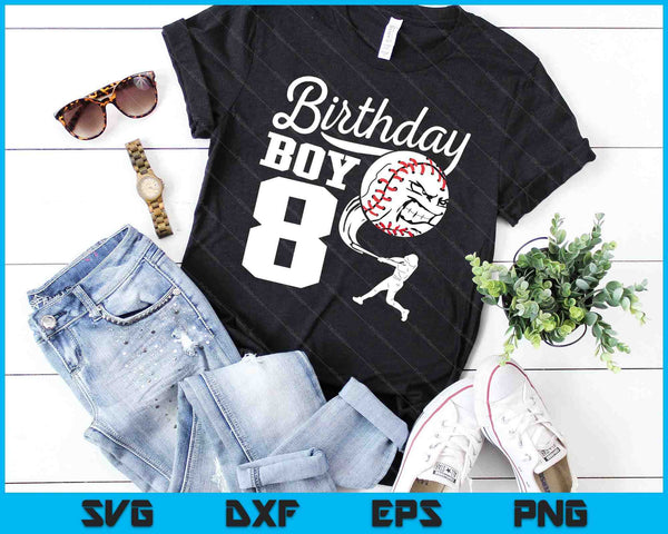 8 años de edad regalo de cumpleaños fiesta de béisbol SVG PNG archivos de corte digital - on a t-shirt