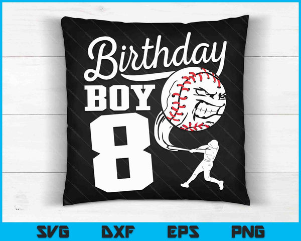 8 años de edad regalo de cumpleaños fiesta de béisbol SVG PNG archivos de corte digital