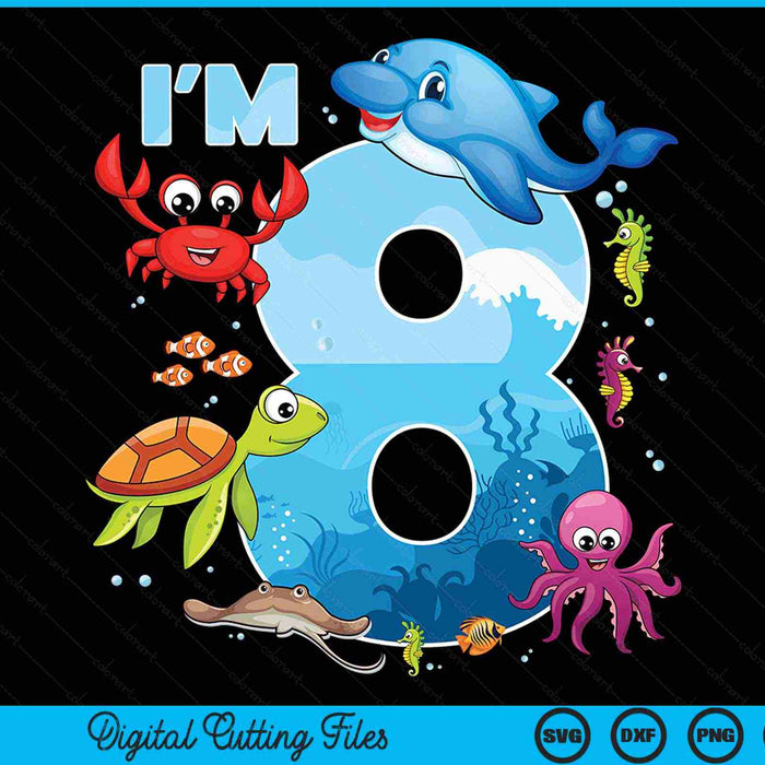 8 Year Old Birthday Whale Fish Sea Bday Boys And Girls  SVG PNG Digital Printable Files