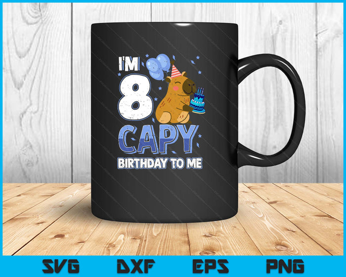 8 Years Capy Birthday to me Boys 8th Birthday Capybara SVG PNG Digital Printable Files