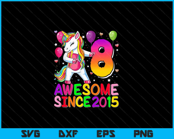 8 years old unicorn flossing 8th birthday girl unicorn party SVG cut file