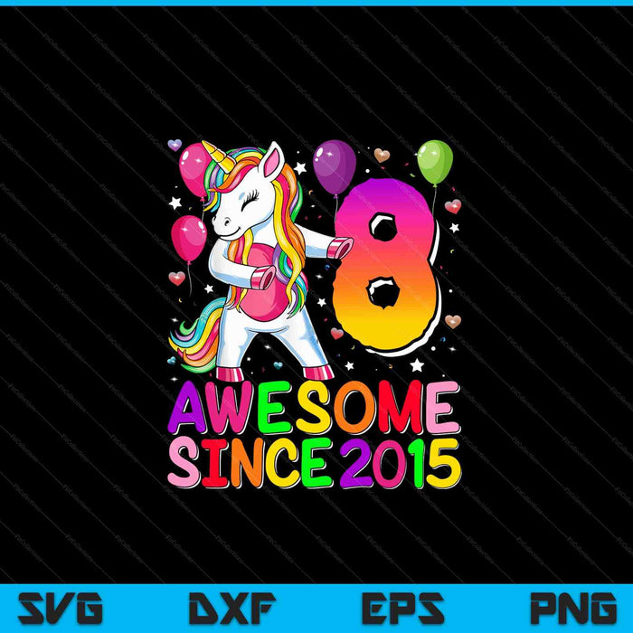 8 Years Old Unicorn Flossing 8th Birthday Girl Unicorn Party SVG PNG Digital Cutting Files