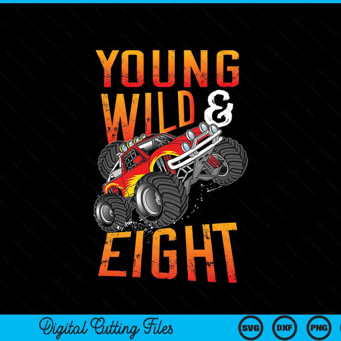 8th birthday boy monster truck rule JAM eight years SVG cut file